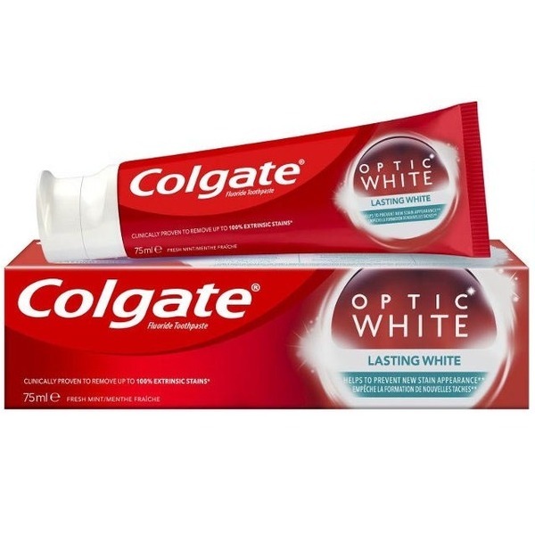 Colgate Optic White Toothpaste 75 ml קולגייט  קולגייט מש.שיניים אופטיק וויט לאסטינג וויט 75 מ”ל