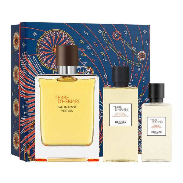 Hermes Terre d’Hermes SET Eau Intense Vetiver EDP 100ml + SG 80ml + AS 40ml טר דה הרמס אינטנס וטיבר אדפ לגבר 100 מ”ל + ג’ל רחצה 80 מ”ל + אפטרשייב לושן 40 מ”ל – הרמס