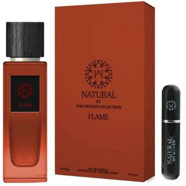 The Woods Collection Natural Flame Unisex EDP Set 100ml & Refill Travel Bottle Gift דה וודס קולקשן פליים אדפ יוניסקס 100 מ”ל+ מיכל למילוי 5 מ”ל