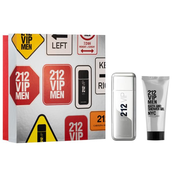 Carolina Herrera 212 VIP Men Set EDT 100ml + Bath & Shower Gel 100 ml סט 212  VIP בושם וג’ל לגוף 100 מ”ל