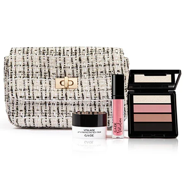 Ga-De Tweed Bag Set Vitalage Cream 10 ml & Crystal Lip Gloss 830 -5.5 ml