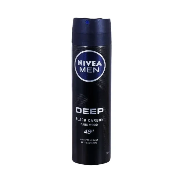 Nivea Men Deep Black Carbon Dark Wood Deo Spray 150 ml ניואה דאו ספריי לגבר דיפ 150 מ”ל