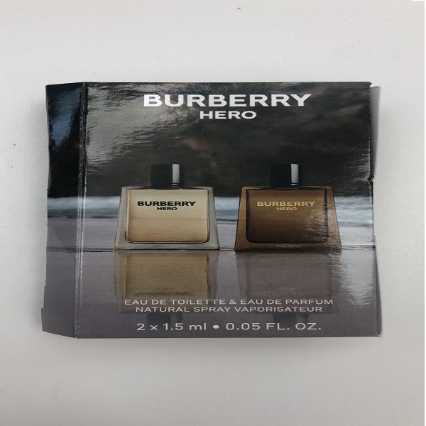 Burberry Hero Men EDP Vial 1.5 ml+Burberry Hero Men EDT Vial 1.5 ml סט של 2 דוגמיות של ברברי  (3 מ”ל )