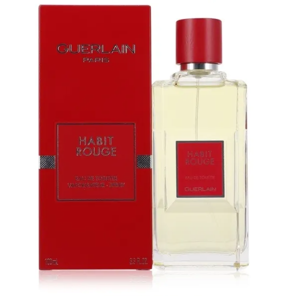 Guerlain Habit Rouge Vaporisateur Spray Edt 100 Ml הביט רוג’ אדט לגבר 100 מ”ל גרלן אריזה ישנה עם הפקק האדום-בושם נדיר