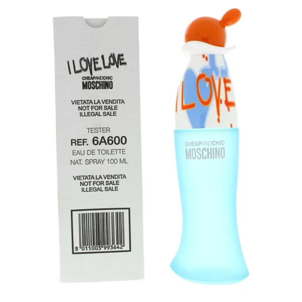 Moschino Cheap And Chic I Love Love Women 100 ML Eau De Toilette Spray Tester No Caps מוסקינו טסטר צ’יפ אנד שיק אדט לאישה 100 מ”ל