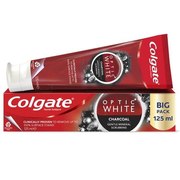 Colgate Optic White Toothpaste 125 ml קולגייט משחת שיניים אופטיק וויט פחם 125 מל