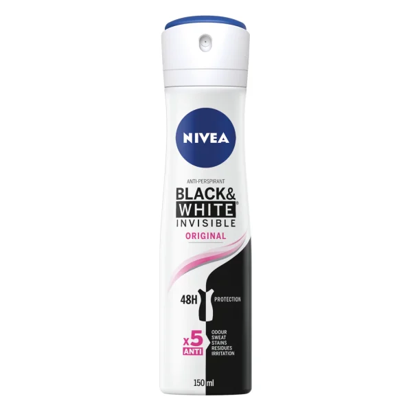 Nivea Black & White Invisible Original Skin Active Protection 48 H Anti-perspirant Deodorant Spray 150 ML